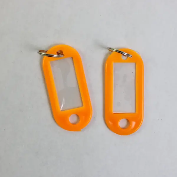 Lot of 7 Plastic Key Tags Metal Split Ring Luggage Name Label Keychains