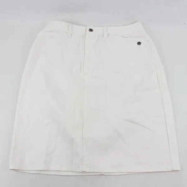  Liz Claiborne Women’s White Denim Skirt Size 12 Jean Skirt 100% Cotton