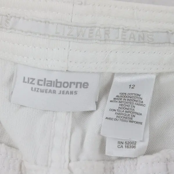  Liz Claiborne Women’s White Denim Skirt Size 12 Jean Skirt 100% Cotton