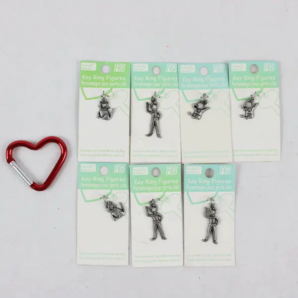 Lot of 8 FIGI Family Matters Key Ring Figures Charms Heart Carabiner