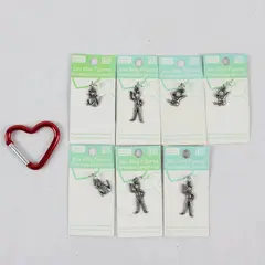 Lot of 8 FIGI Family Matters Key Ring Figures Charms Heart Carabiner
