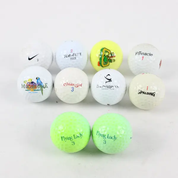 Lot of 10 Assorted Golf Balls Nike Spalding Pinnacle Flying Lady Used
