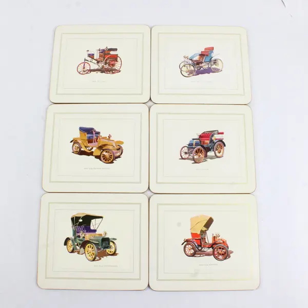 Vintage Win-El-Ware Classic Cars Large Coasters/Placemats Set of 6