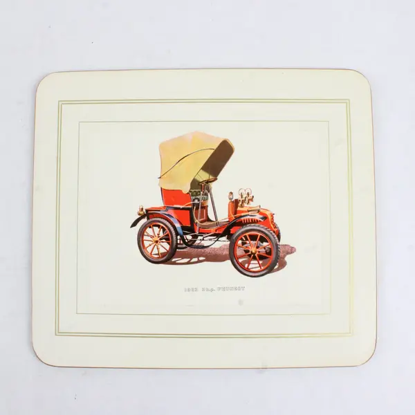 Vintage Win-El-Ware Classic Cars Large Coasters/Placemats Set of 6