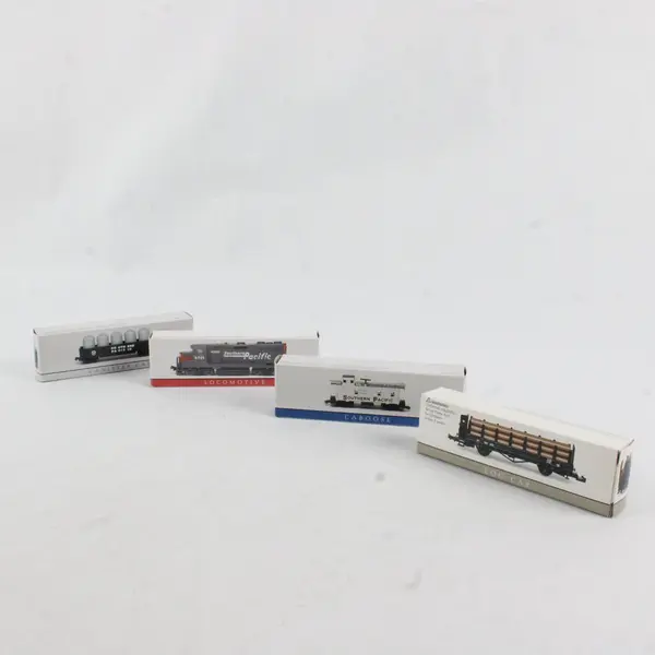 Lot of 4 High Speed Metal N Scale Southern Pacific Locomotive Cars