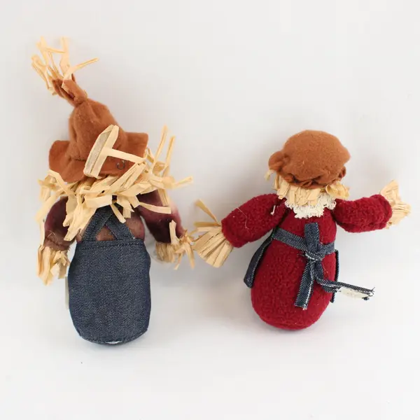 Aunt Bee's House Set of 2 Autumn Primitive Scarecrow Plush Bean Bag Sitters