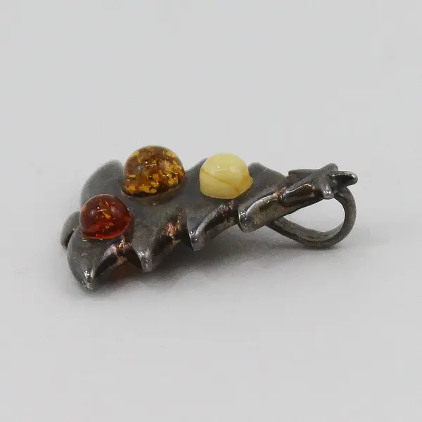 Amber America Sterling Silver Christmas Tree Pendant Multi Color Baltic Amber