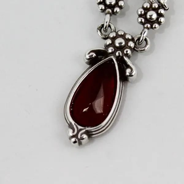 Brighton Red Teardrop Rhinestone Pendant Silver-Tone Necklace 18"