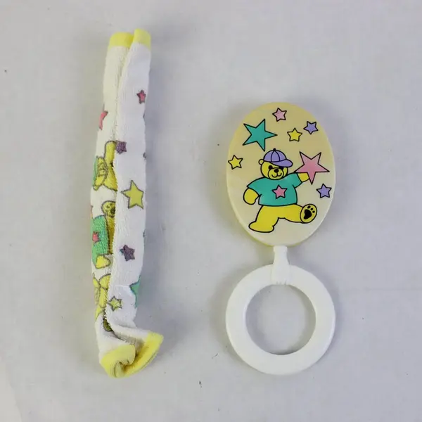 Crib Mates Baby Feeding Set 7 Piece Bottle Bib Brush Rattle Pre-Owned