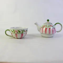 Vintage Andrea by Sadek Pink Rosebud Porcelain Tea for One Teapot Mug Set