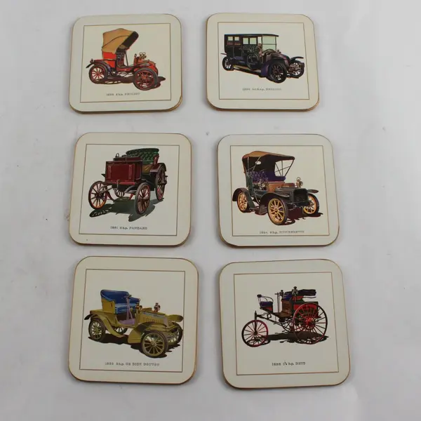 Win-El-Ware Set of 6 Vintage Car Coasters