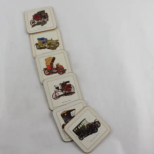 Win-El-Ware Set of 6 Vintage Car Coasters