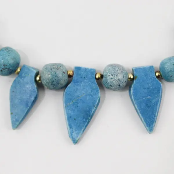 Turquoise Blue Beaded Boho Statement Necklace 19 in
