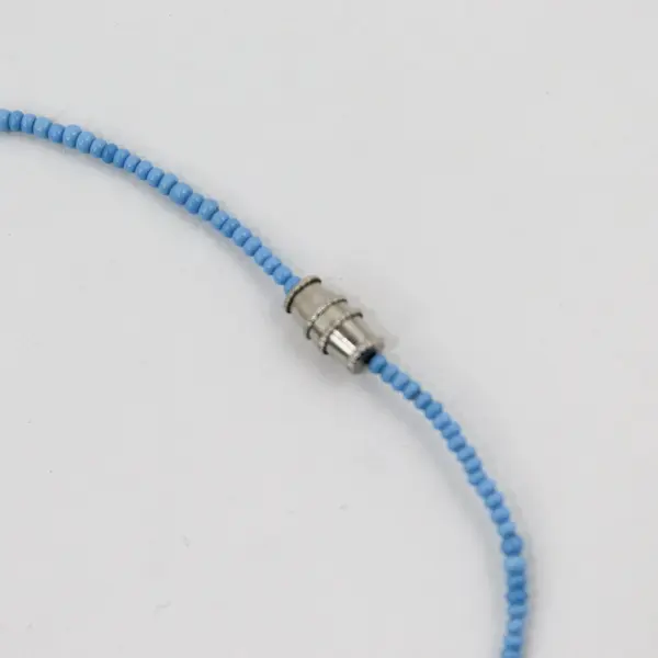 Turquoise Blue Beaded Boho Statement Necklace 19 in