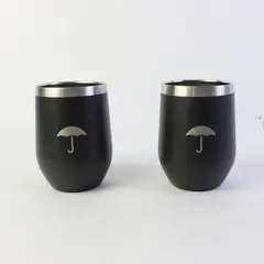 Lot of 2 12oz Matte Black Double Wall Stainless Steel Wine Tumblers J