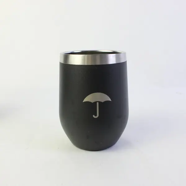Lot of 2 12oz Matte Black Double Wall Stainless Steel Wine Tumblers J