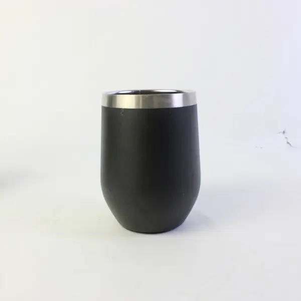 Lot of 2 12oz Matte Black Double Wall Stainless Steel Wine Tumblers J
