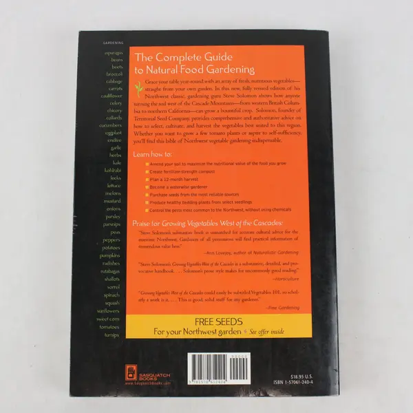 Growing Vegetables West of the Cascades 5th Edition By Steve Solomon PB 2000