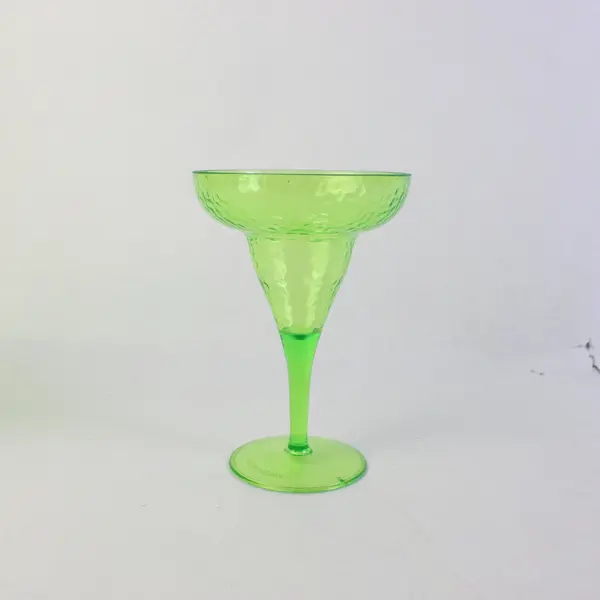 Lot of 2 Green Plastic Margarita Glasses Mismatched Pair