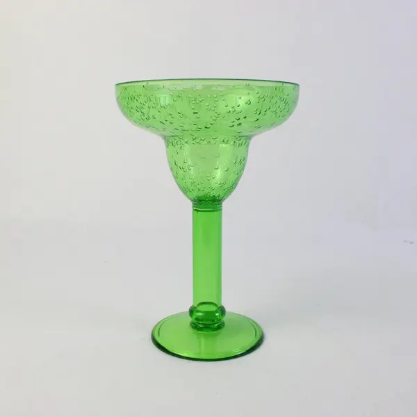 Lot of 2 Green Plastic Margarita Glasses Mismatched Pair