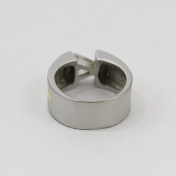 Silver Tone Ring 18k GF Trim Triangle Zirconia Size 7