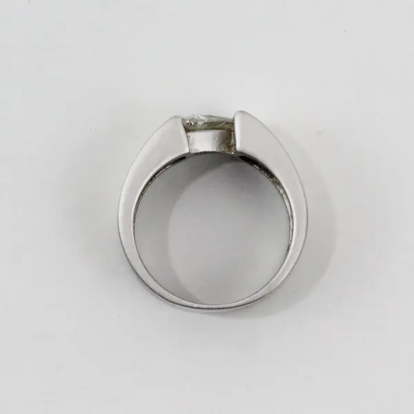 Silver Tone Ring 18k GF Trim Triangle Zirconia Size 7