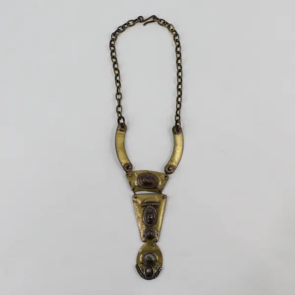 Vintage Brutalist Brass Choker Necklace 16"
