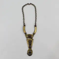 Vintage Brutalist Brass Choker Necklace 16"