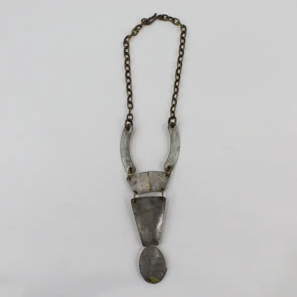 Vintage Brutalist Brass Choker Necklace 16"
