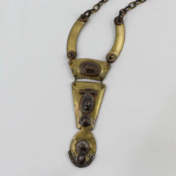 Vintage Brutalist Brass Choker Necklace 16"