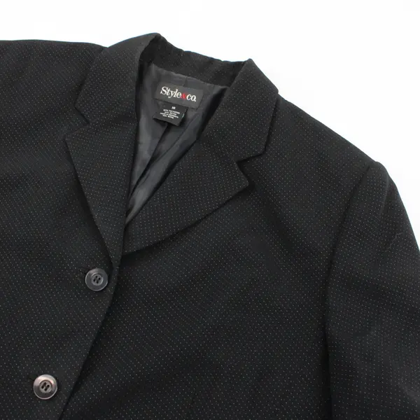 Style & Co Women's Black Gold Blue Speckled 3-Button Blazer Size 16