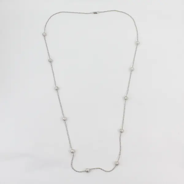 Vintage Swarovski Clear Rhinestone Silver-Tone Station Necklace 52in