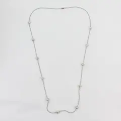 Vintage Swarovski Clear Rhinestone Silver-Tone Station Necklace 52in