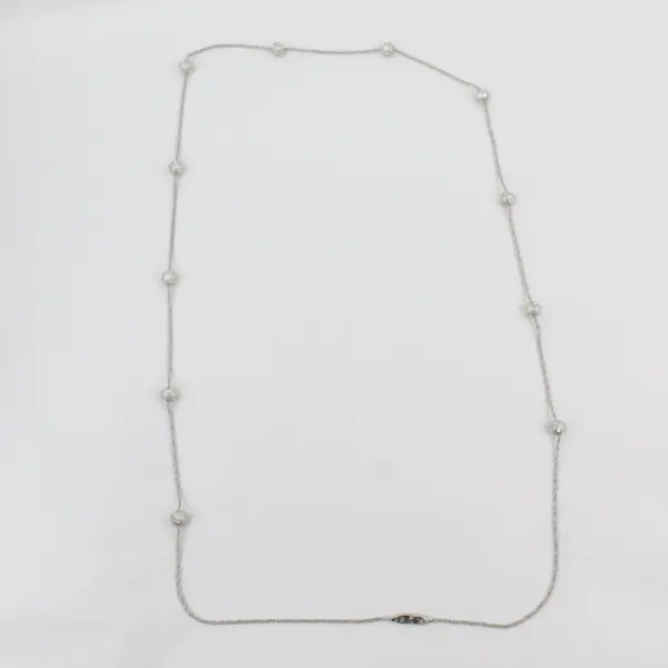Vintage Swarovski Clear Rhinestone Silver-Tone Station Necklace 52in