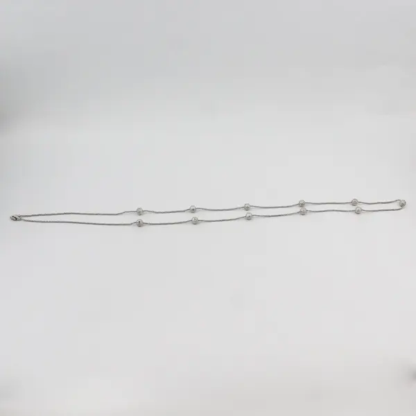 Vintage Swarovski Clear Rhinestone Silver-Tone Station Necklace 52in