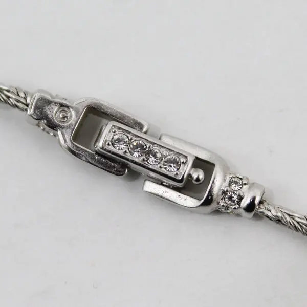 Vintage Swarovski Clear Rhinestone Silver-Tone Station Necklace 52in