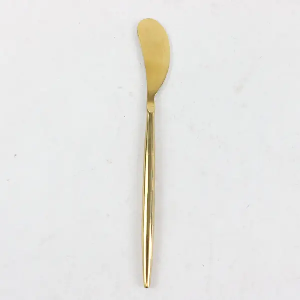 Gold Tone Stainless Steel Butter Knife Spreader Sleek Cylindrical Handle 5.75"