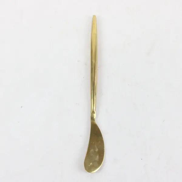Gold Tone Stainless Steel Butter Knife Spreader Sleek Cylindrical Handle 5.75"