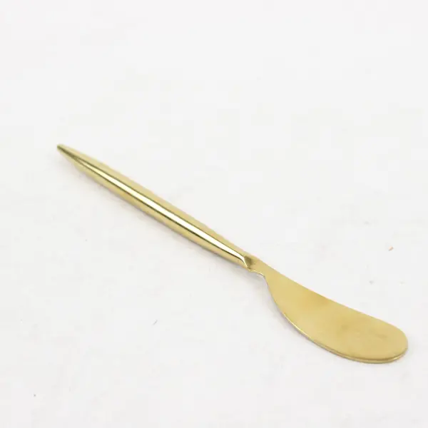 Gold Tone Stainless Steel Butter Knife Spreader Sleek Cylindrical Handle 5.75"