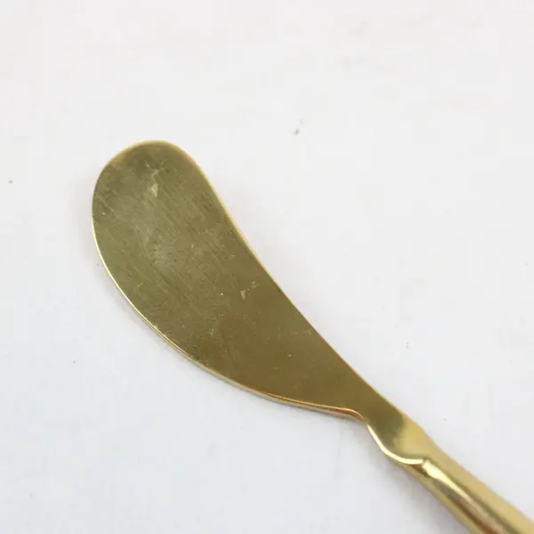 Gold Tone Stainless Steel Butter Knife Spreader Sleek Cylindrical Handle 5.75"