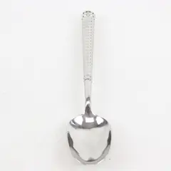Stainless Steel Cubism Style Handle 9" Solid Serving Spoon