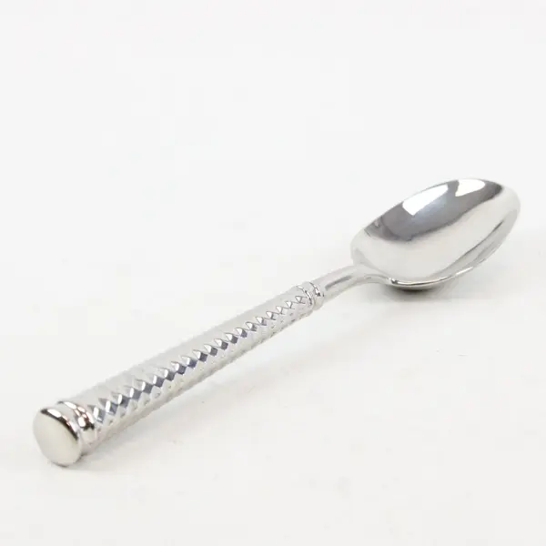 Stainless Steel Cubism Style Handle 9" Solid Serving Spoon