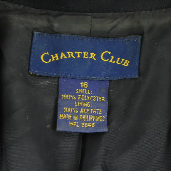Charter Club Navy Blue 2-Button Blazer Jacket Womens Size 16 Office Wear