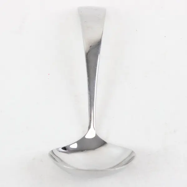 Modern Stainless Steel Gravy Ladle With a Curved Flat-Ended Handle 8" Good