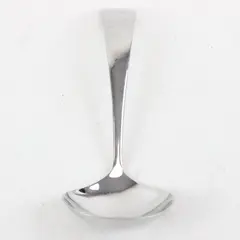 Modern Stainless Steel Gravy Ladle With a Curved Flat-Ended Handle 8" Good