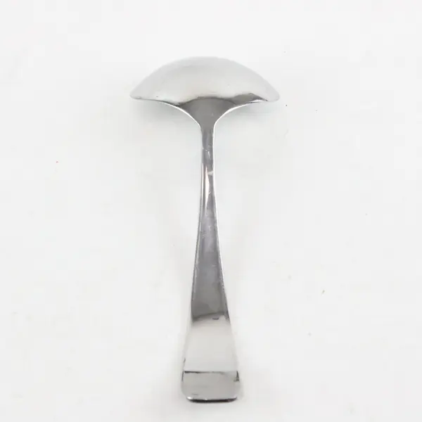Modern Stainless Steel Gravy Ladle With a Curved Flat-Ended Handle 8" Good