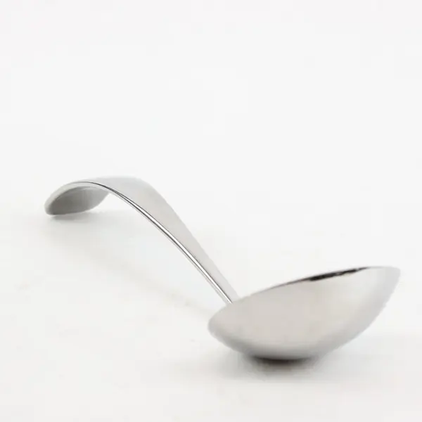Modern Stainless Steel Gravy Ladle With a Curved Flat-Ended Handle 8" Good