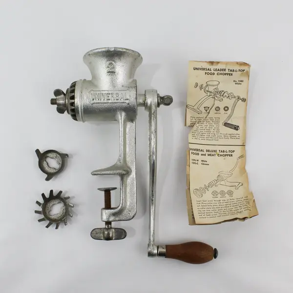 Vintage LFC  Universal 2 Leader Tab-L-Top Food Chopper Meat Grinder W/3 Blades