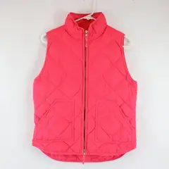 J Crew Womens Vest Small Pink Quilted Down Puffer Zip Sleeveless Jacket