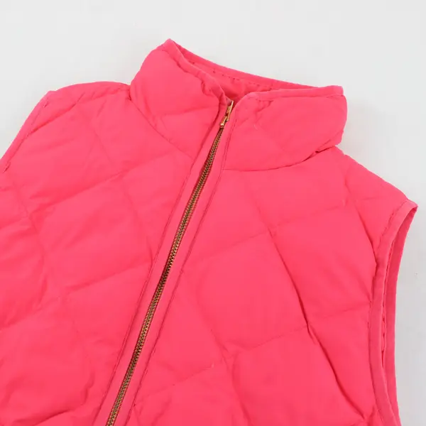 J Crew Womens Vest Small Pink Quilted Down Puffer Zip Sleeveless Jacket